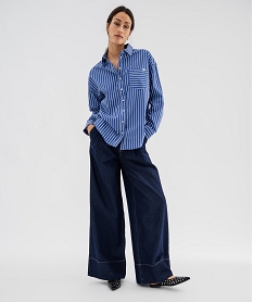 GEMO Chemise manches longues en coton rayé femme - LuluCastagnette Bleu
