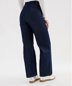 GEMO Jean straight taille haute sans poches en denim léger femme Bleu