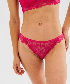 GEMO Culotte en dentelle transparente rose vif