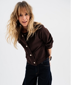 GEMO Veste courte en fourrure imitation imprimé léopard femme Brun