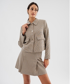 GEMO Veste courte à carreaux femme - LuluCastagnette Brun