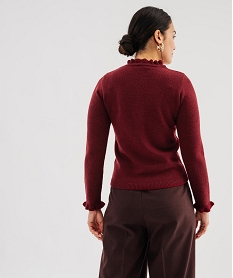 GEMO Pull droit à col victorien et finition roulottée femme Rouge