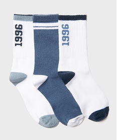 GEMO Chaussettes de sport multicolores garçon (lot de 3) blanc standard