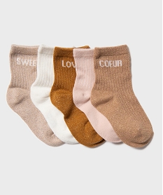 GEMO Chaussettes en maille côtelée fille (lot de 5) Rose