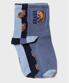 GEMO Chaussettes hautes à motifs ours (lot de 3) bleu standard