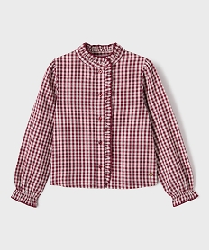 GEMO Chemise à motif vichy avec col victorien fille - LuluCastagnette Rouge