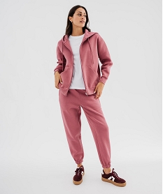 GEMO Sweat zippée à capuche en molleton femme rose standard