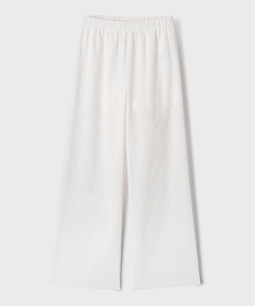 GEMO Pantalon large en broderie anglaise avec taille élastique fille blanc standard