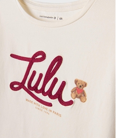 GEMO Tee-shirt manches longues blousantes en jersey extensible fille - LuluCastagnette blanc standard