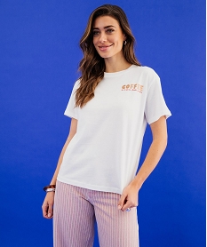 GEMO Tee-shirt manches courtes en jersey imprimé devant et dos femme blanc standard