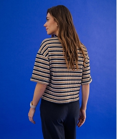 tee-shirt manches courtes loose en maille stretch femme brun t-shirts manches courtesL712101_4