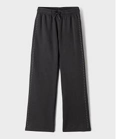 GEMO Pantalon de jogging wide leg à clous fille Gris