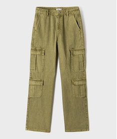 GEMO Jean cargo en denim 100 % coton fille kaki standard