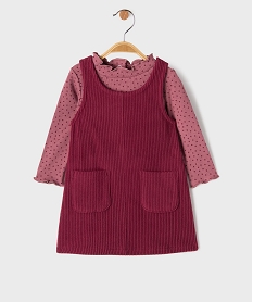 GEMO Ensemble robe chasuble et tee-shirt côtelé bébé fille Violet