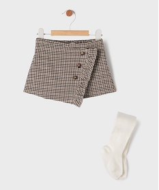 GEMO Ensemble 2 pièces jupe-short + collant épais bébé fille Brun