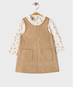 GEMO Ensemble 2 pièces robe + tee-shirt manches longues bébé fille beige standard