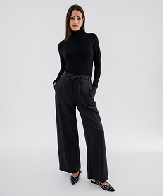 GEMO Pantalon ample et fluide en maille extensible femme Gris