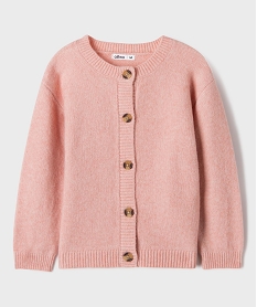 GEMO Gilet an maille à col rond fille rose standard