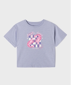 GEMO Tee-shirt manches courtes en jersey de coton à motif fille Bleu