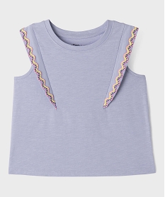 GEMO Débardeur en jersey de coton flammé à détail brodé fille Violet