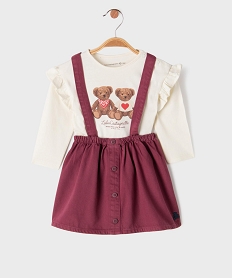 GEMO Ensemble 2 pièces bébé fille jupe à bretelles et tee-shirt - LuluCastagnette Violet