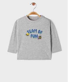 GEMO Tee-shirt manches longues en jersey de coton flammé imprimé bébé garçon Gris