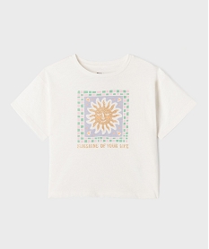 GEMO Tee-shirt manches courtes en jersey de coton à motif fille blanc standard