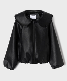 GEMO Veste courte à col Claudine en cuir imitation fille noir standard