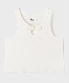 GEMO Débardeur en jersey de coton flammé finition roulottée fille blanc standard