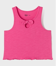 GEMO Débardeur en jersey de coton flammé finition roulottée fille rose vif