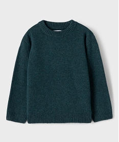 GEMO Pull à col rond en maille moelleuse et extensible garçon bleu chine