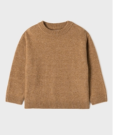 GEMO Pull à col rond en maille moelleuse et extensible garçon beige chine