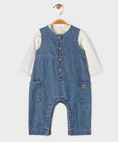 GEMO Ensemble bébé garçon : salopette en jean et body - LuluCastagnette bleu standard