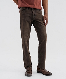 GEMO Jean regular en denim de coton au coloris unique homme marron standard