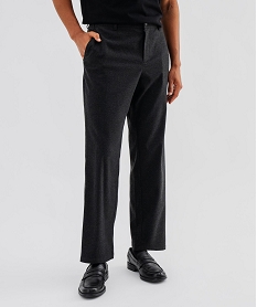GEMO Pantalon en flanelle extensible à taille élastiquée homme Gris