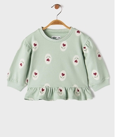GEMO Sweat imprimé à volants bébé fille Vert