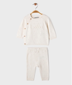 GEMO Ensemble 2 pièces en maille bébé fille brassière et pantalon - LuluCastagnette blanc standard