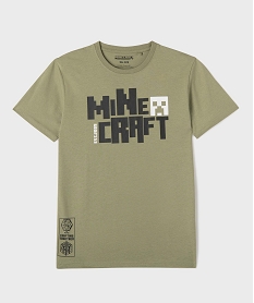 GEMO Tee-shirt manches courtes en jersey de coton imprimé devant et dos garçon - Minecraft vert standard