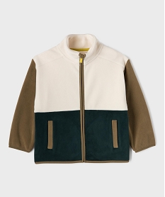 GEMO Sweat zippé à col montant en velours garçon Beige