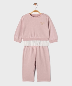 GEMO Ensemble 2 pièces sweat à volants + pantalon de jogging bébé fille Violet