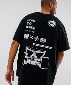 GEMO Tee-shirt avec motif voiture de course devant et dos homme - Formule 1 noir standard