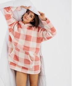 GEMO Chemise de nuit polaire femme rose chine