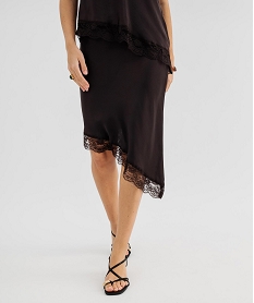 GEMO Jupe au bas asymétrique femme marron standard