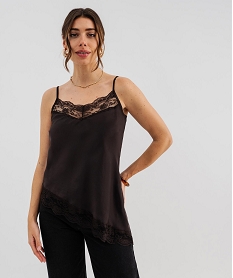 GEMO Caraco asymétrique en satin fluide femme marron standard