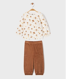 GEMO Pyjama en velours 2 pièces assorties bébé Brun