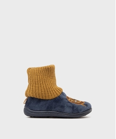 GEMO Chaussons en velours à tige montante en maille côtelée garçon Bleu