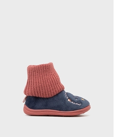 GEMO Chaussons en velours à tige montante chaussette fille Bleu