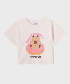 GEMO Tee-shirt manches courtes avec motif donut fille - Capyfun Rose