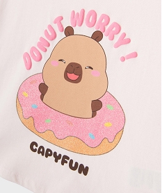 tee-shirt manches courtes avec motif donut fille - capyfun rose tee-shirtsL828101_2