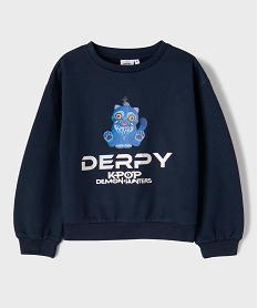 GEMO Sweat en molleton imprimé Derpy fille - Kpop Demon Hunters Bleu